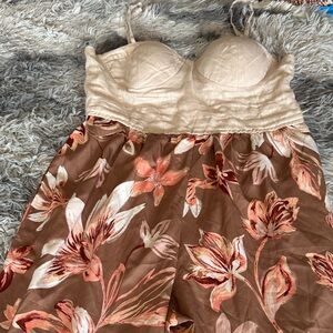 Brown Floral Wide-Leg jumpsuit